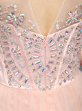 High Neck Homecoming Dresses,Elegant Homecoming Dress,Blush Homecoming Dress,HC00064