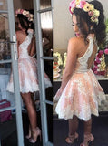 High Neck Homecoming Dresses,Lace Homecoming Dress,Backless Homecoming Dress,HC00094