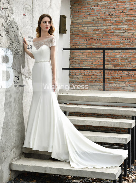 High Quality Wedding Dress with Beaded Neckline,Elegant Bridal Dress,WD00493