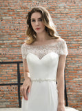 High Quality Wedding Dress with Beaded Neckline,Elegant Bridal Dress,WD00493