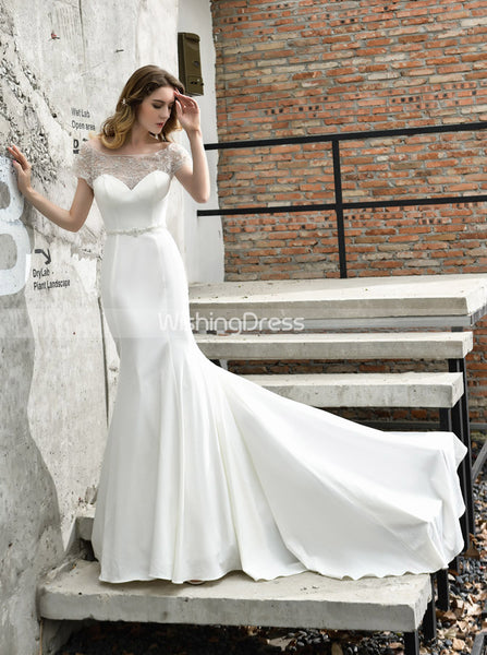 High Quality Wedding Dress with Beaded Neckline,Elegant Bridal Dress,WD00493