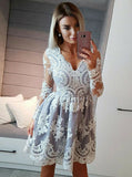 Homecoming Dresses with Sleeves,Lace Homecoming Dresses,Short Homecoming Dress,HC00177