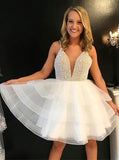 Homecoming Dresses with Straps,Beaded Homecoming Dress,Ruffled Homecoming Dress,HC00047