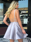 Silver Cocktail Dresses,Open Back Cocktail Dress,Simple Cocktail Dress,Short Cocktail Dress,CD00053