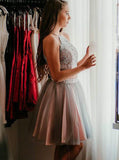Grey Cocktail Dresses,Two Piece Cocktail Dress,Tulle Cocktail Dress,CD00017