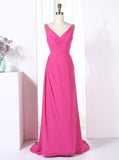 HotPink Bridesmaid Dresses,Mermaid Bridesmaid Dress,Pleated Bridesmaid Dress,BD00279