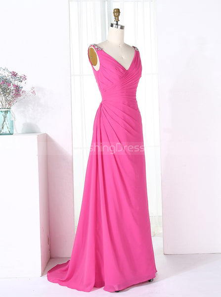 HotPink Bridesmaid Dresses,Mermaid Bridesmaid Dress,Pleated Bridesmaid Dress,BD00279