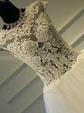 Illusion Ball Gown Dresses,Cap Sleeves Bridal Gown,High Neck Wedding Dress,WD00378