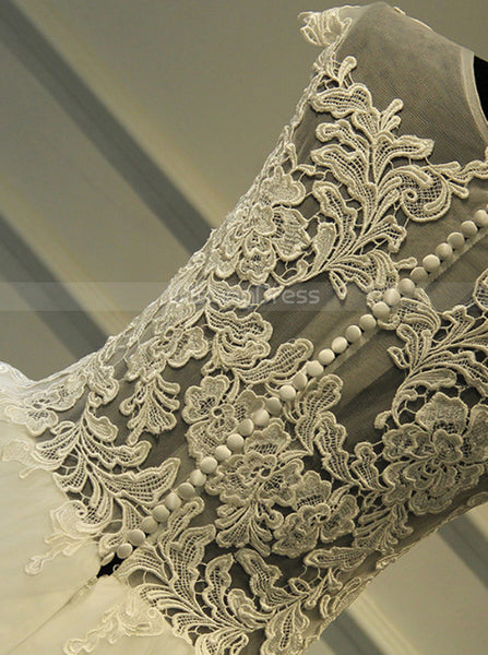 Illusion Ball Gown Dresses,Cap Sleeves Bridal Gown,High Neck Wedding Dress,WD00378