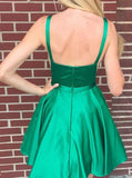 Green Cocktail Dresses,Satin Cocktail Dress,Short Cocktail Dress,CD00060