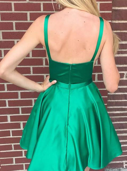 Green Cocktail Dresses,Satin Cocktail Dress,Short Cocktail Dress,CD00060