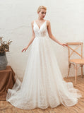 Illusion Wedding Dress with Lace Up Back,Destination Wedding Dress,WD00479
