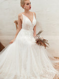 Illusion Wedding Dress with Lace Up Back,Destination Wedding Dress,WD00479