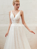 Illusion Wedding Dress with Lace Up Back,Destination Wedding Dress,WD00479