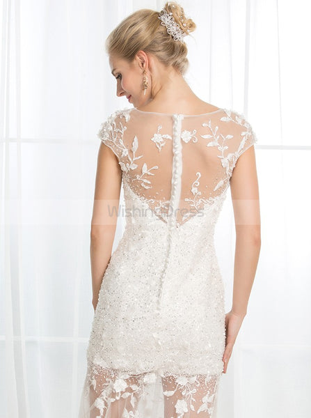 Illusion Wedding Dresses,Tulle Wedding Dress,Beach Wedding Dress,Sexy Bridal Dress,WD00022