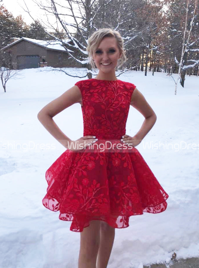 Red Homecoming Dresses,Lace Homecoming Dress,Short Homecoming Dress,HC - Wishingdress Red Homecoming Dresses,Lace Homecoming Dress,Short Homecoming Dress,HC - Wishingdress