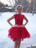 Red Homecoming Dresses,Lace Homecoming Dress,Short Homecoming Dress,HC00077