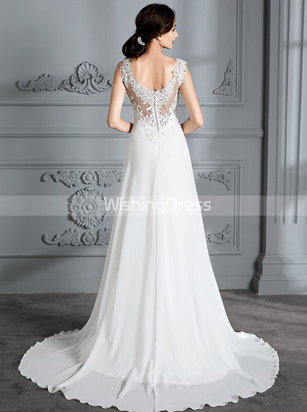 Informal Wedding Dresses,Chiffon Bridal Dress with Train,Beach Wedding Dress,WD00294