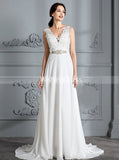 Informal Wedding Dresses,Chiffon Bridal Dress with Train,Beach Wedding Dress,WD00294