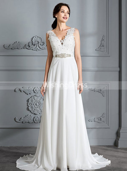 Informal Wedding Dresses,Chiffon Bridal Dress with Train,Beach Wedding Dress,WD00294