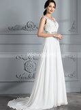Informal Wedding Dresses,Chiffon Bridal Dress with Train,Beach Wedding Dress,WD00294