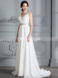 Informal Wedding Dresses,Chiffon Bridal Dress with Train,Beach Wedding Dress,WD00294