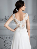 Informal Wedding Dresses,Chiffon Bridal Dress with Train,Beach Wedding Dress,WD00294