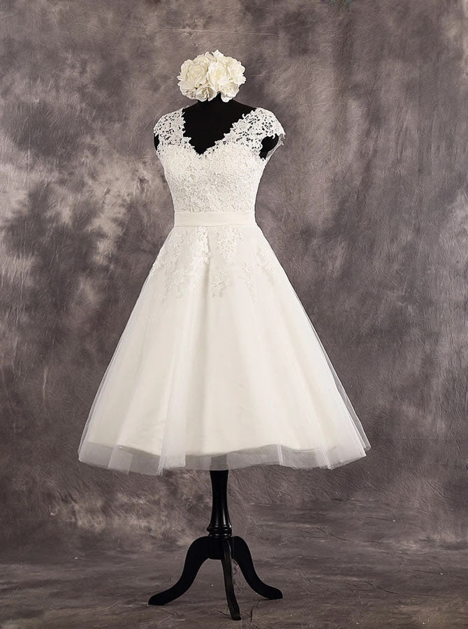 Ivory A-line Wedding Reception Dresses,Tea Length Elegant Wedding Dress,WD00541, US26W / Black Ivory A-line Wedding Reception Dresses,Tea Length Elegant Wedding Dress,WD00541, US26W / Black