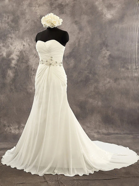 Ivory Chiffon Wedding Dress,Beach Wedding Dress with Sweetheart Neckline,WD00532, US24W / Champagne Ivory Chiffon Wedding Dress,Beach Wedding Dress with Sweetheart Neckline,WD00532, US24W / Champagne