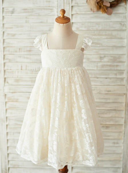 Ivory Flower Girl Dresses,Lace Flower Girl Dress,Beautiful Flower Girl Dress,FD00071