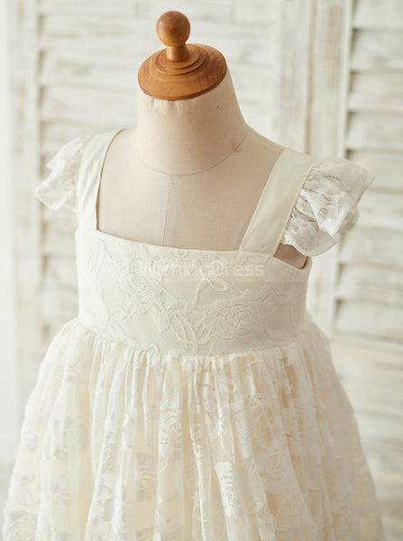 Ivory Flower Girl Dresses,Lace Flower Girl Dress,Beautiful Flower Girl Dress,FD00071