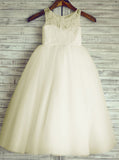 Ivory Flower Girl Dresses,Long Tulle Flower Girl Dress,Ball Gown Flower Girl Dress,FD00007