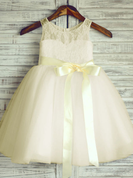 Ivory Flower Girl Dresses,Short Flower Girl Dress,Ball Gown Flower Girl Dress,FD00006