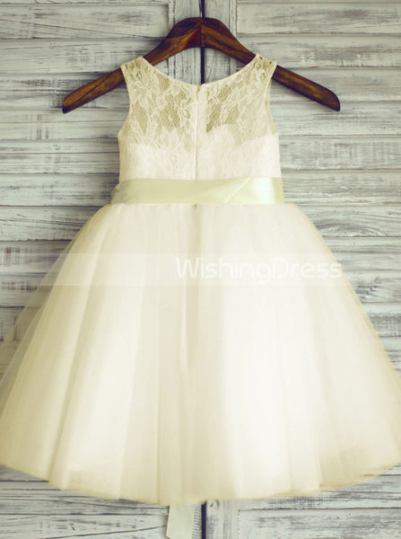 Ivory Flower Girl Dresses,Short Flower Girl Dress,Ball Gown Flower Girl Dress,FD00006