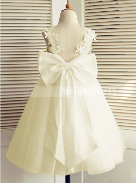 Ivory Flower Girl Dresses,Tea Length Flower Girl Dress,Cute Flower Girl Dress,FD00012