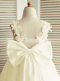 Ivory Flower Girl Dresses,Tea Length Flower Girl Dress,Cute Flower Girl Dress,FD00012