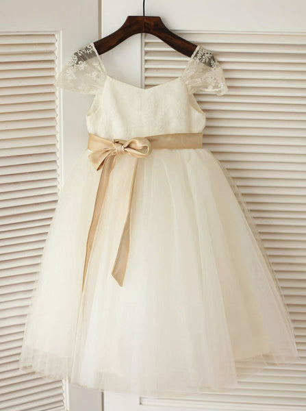 Ivory Flower Girl Dresses,Tulle Flower Girl Dress,Empire Flower Girl Dress,FD00087