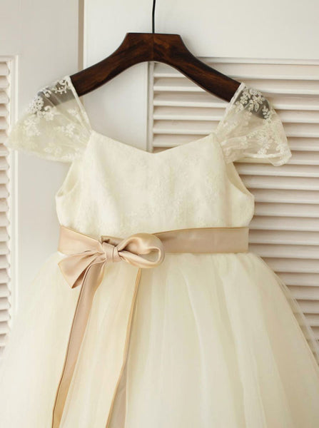 Ivory Flower Girl Dresses,Tulle Flower Girl Dress,Empire Flower Girl Dress,FD00087