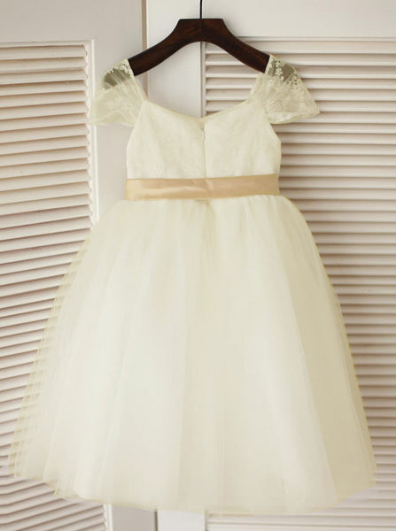 Ivory Flower Girl Dresses,Tulle Flower Girl Dress,Empire Flower Girl Dress,FD00087