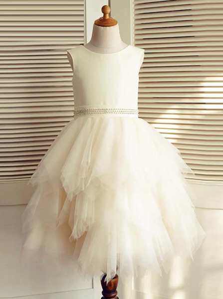 Ivory Flower Girl Dresses,Tulle Ruffled Flower Girl Dress,FD00031