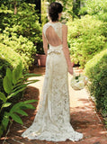 Ivory Lace Wedding Dress,Bridal Dress with Belt,Formal Wedding Dresses,WD00054