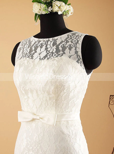 Ivory Lace Wedding Dresses,Knee Length Sheath Wedding Reception Dress,WD00567