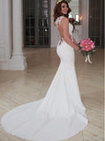Ivory Mermaid Wedding Dresses,Illusion Wedding Dress,WD00368