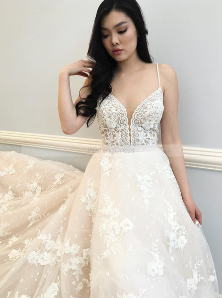 Ivory Wedding Dress,Lace Wedding Dresses,Wedding Dress with Straps,Romantic Wedding Dress,WD00070