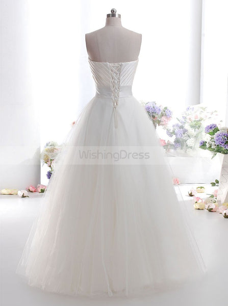 Ivory Wedding Dress,Simple Wedding Dress,Tulle Bridal Dress,A line Wedding Gowns,WD00005