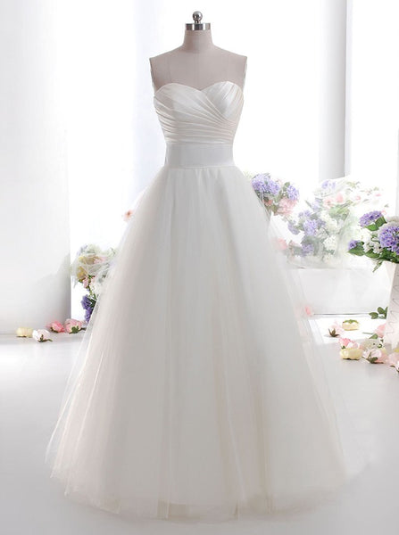 Ivory Wedding Dress,Simple Wedding Dress,Tulle Bridal Dress,A line Wedding Gowns,WD00005