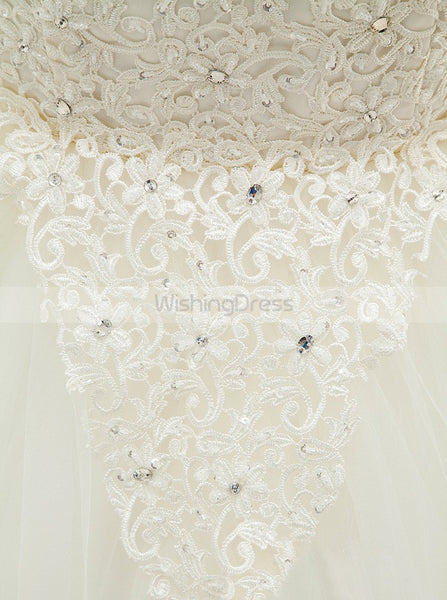 Ivory Wedding Dress,Spaghetti Straps Wedding Dresses,Mermaid Lace Wedding Gown,WD00034