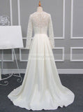 Ivory Wedding Dresses,Aline Wedding Dress,Wedding Dress with Sleeves,Fall Bridal Dress,WD00158