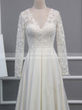 Ivory Wedding Dresses,Aline Wedding Dress,Wedding Dress with Sleeves,Fall Bridal Dress,WD00158
