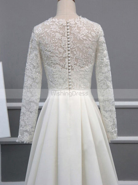 Ivory Wedding Dresses,Aline Wedding Dress,Wedding Dress with Sleeves,Fall Bridal Dress,WD00158